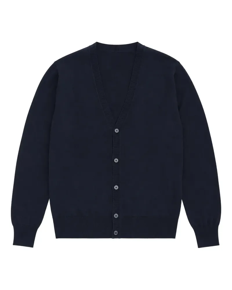 Emporio Armani logo-embroidered V-neck cardigan - Blau Blau