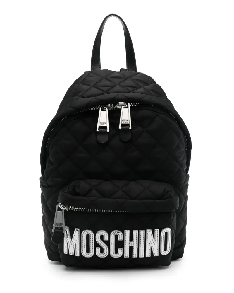 Moschino Gesteppter Rucksack mit Logo - Schwarz Schwarz