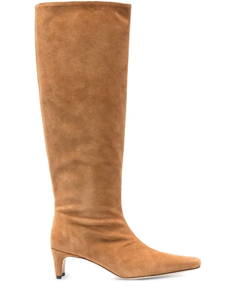 STAUD Kniehohe Stiefel aus Wildleder - Nude Nude