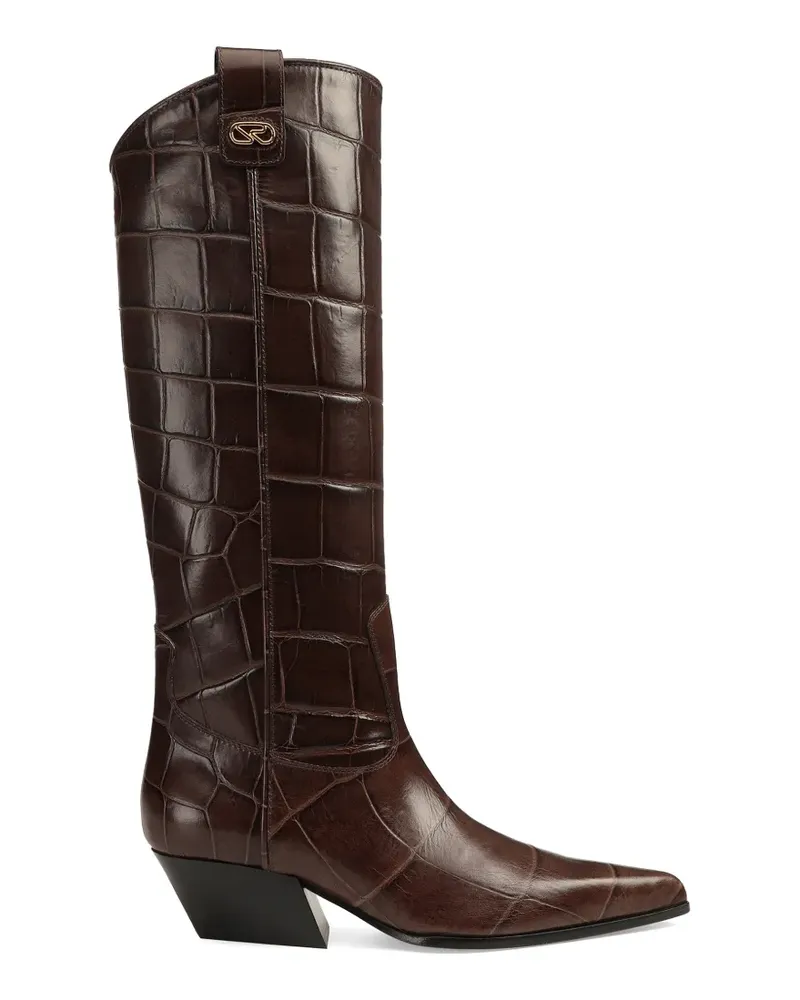 Sergio Rossi Purcell Stiefel mit Kroko-Effekt - Braun Braun