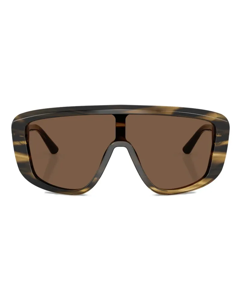 Dolce & Gabbana Gestreifte Sonnenbrille im Shield-Design - Braun Braun