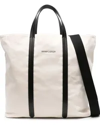 Emporio Armani Shopper mit Logo-Schild Weiß