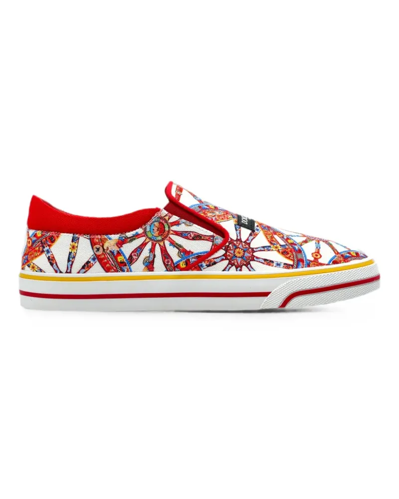 Dolce & Gabbana DG Sailing Sneakers mit Carretto-Print - Weiß Weiß