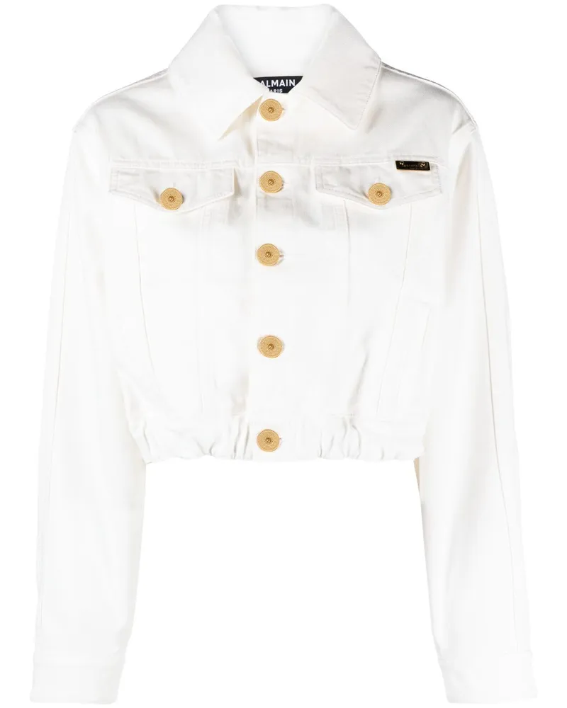 Balmain Klassische Cropped-Jeansjacke - Weiß Weiß