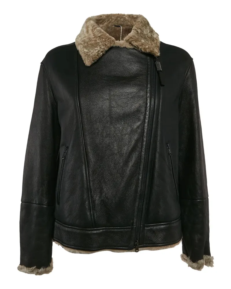 Brunello Cucinelli Lederjacke mit Shearling - Schwarz Schwarz