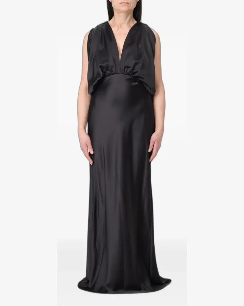 Pinko draped V-neck gown - Schwarz Schwarz