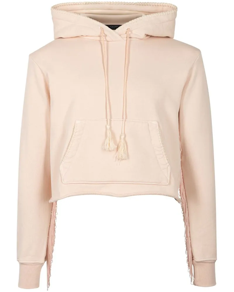 Amiri Beige" Hoodie mit Fransensaum Nude