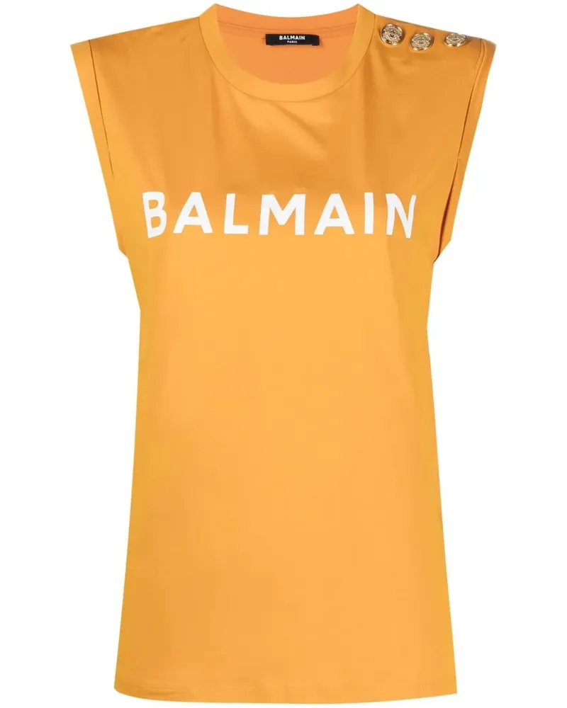 Balmain T-Shirt mit Logo-Print - Orange Orange