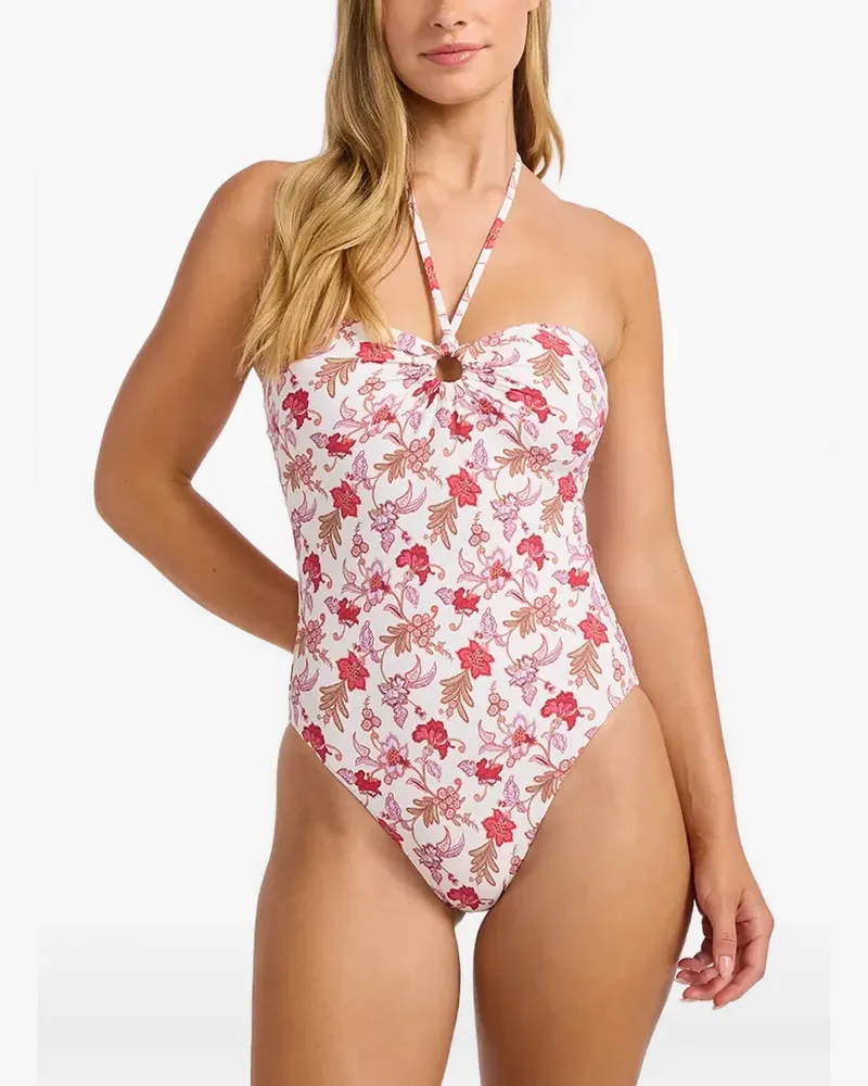 Seafolly Australia Neckholder-Badeanzug mit Blumenprint - Weiß Weiß