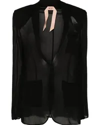 N° 21 Einreihiger Blazer mit Sheer-Effekt Schwarz