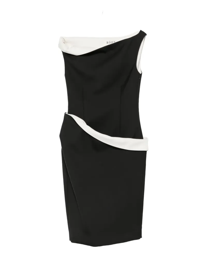 Róhe asymmetric-neck midi dress - Schwarz Schwarz