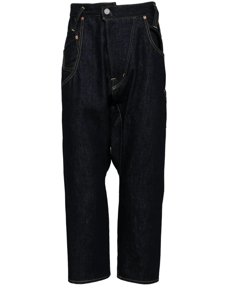 Fumito Ganryu Halbhohe Cropped-Jeans Blau