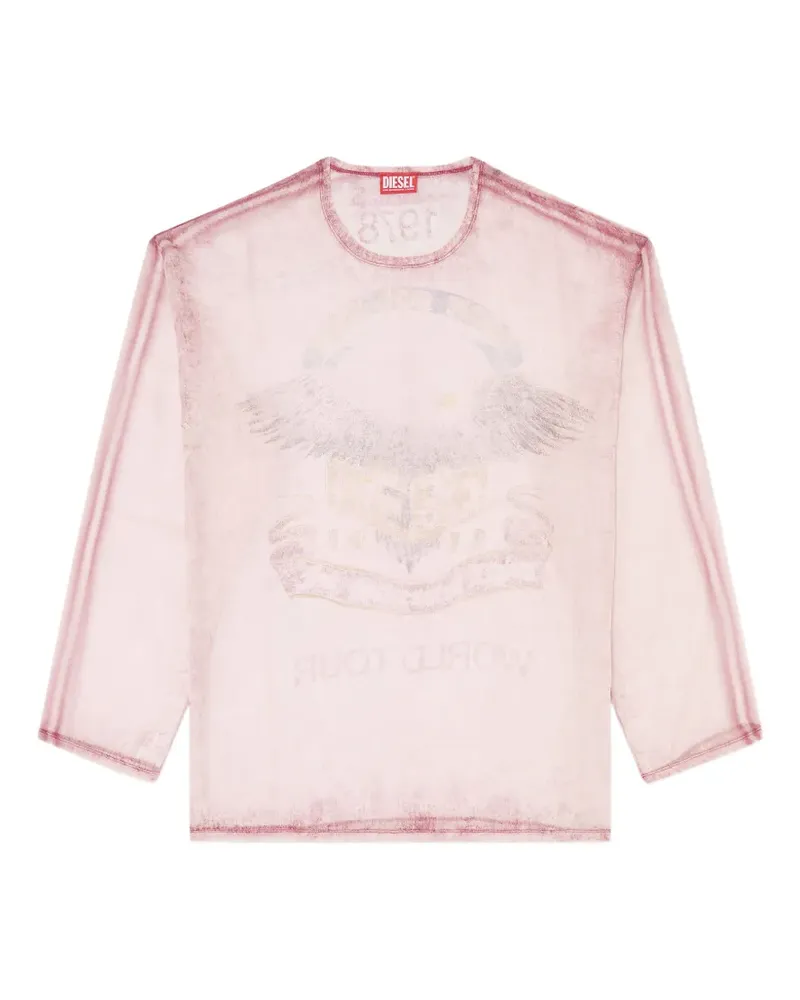 Diesel sheer chiffon top with concert graphics - Rosa Rosa