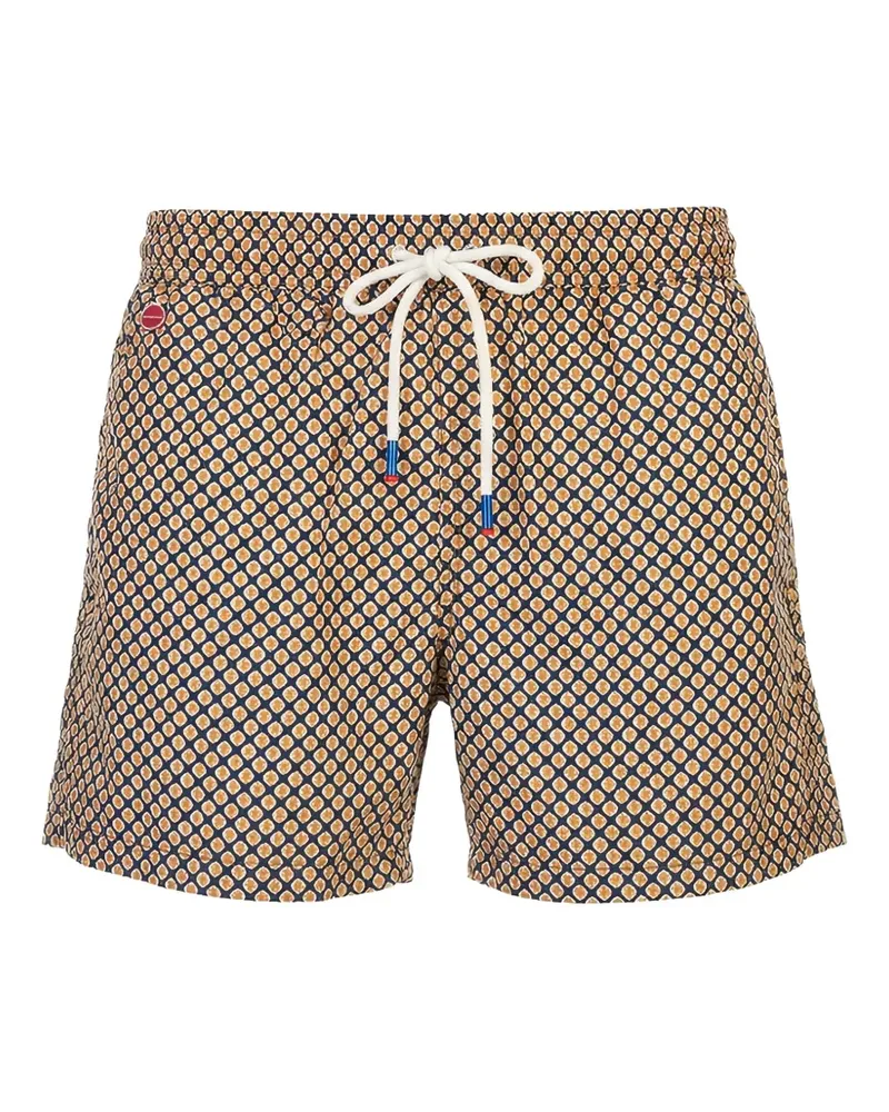 Kiton geometric-print swim shorts - Blau Blau