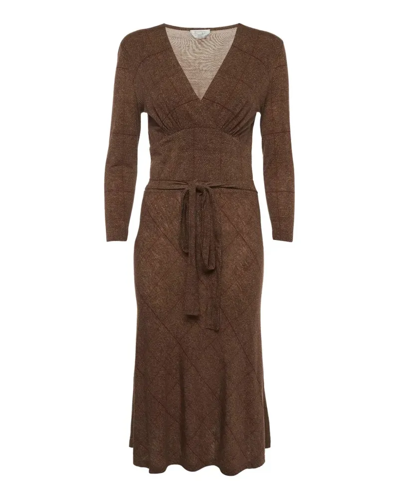Max Mara herringbone belted midi dress - Braun Braun