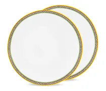 Teller mit Carretto Siciliano-Rand (2er-Set) - Weiß