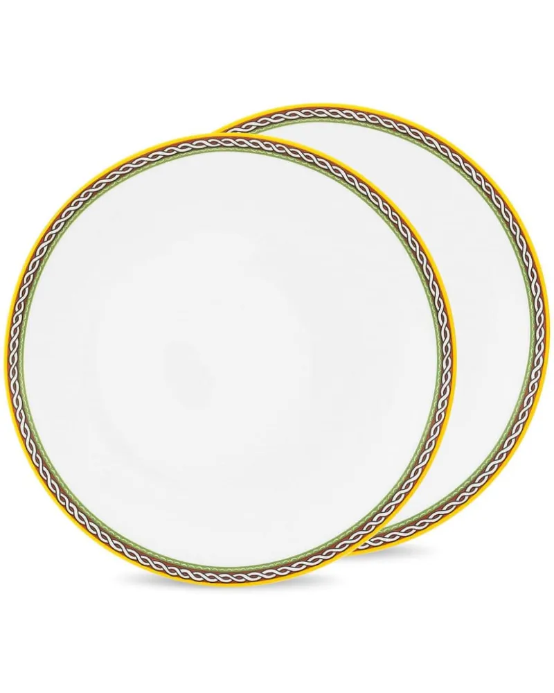 Dolce & Gabbana Teller mit Carretto Siciliano-Rand (2er-Set) - Weiß Weiß