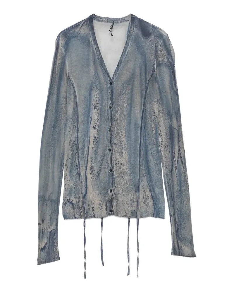 Masnada acid-wash ribbed cardigan - Blau Blau