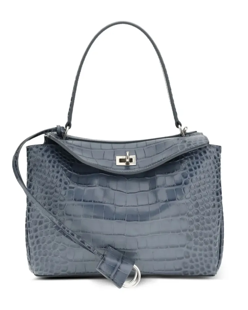 Balenciaga Rodeo small crocodile-effect tote bag - Blau Blau