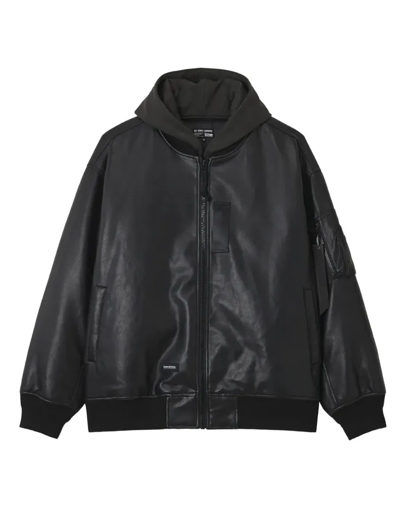 Izzue hooded faux-leather jacket - Schwarz Schwarz