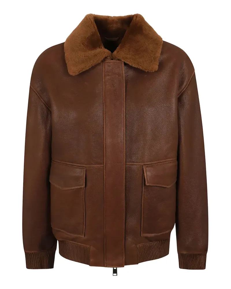 Arma Lederjacke mit Shearling-Kragen - Braun Braun