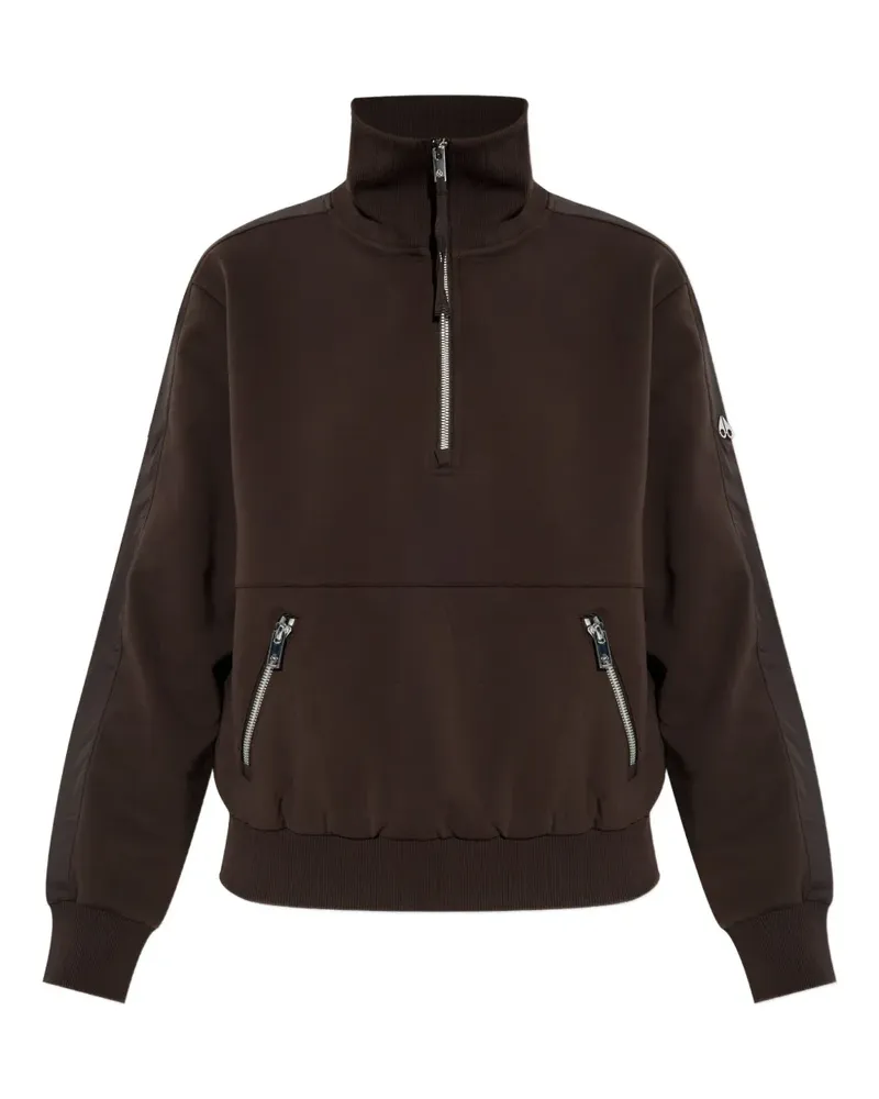 Moose Knuckles Mix Media Sweatshirt mit Viertelreißverschluss - Braun Braun