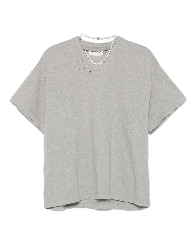 Seen Users Pearls Disruption T-Shirt im Distressed-Look - Grau Grau