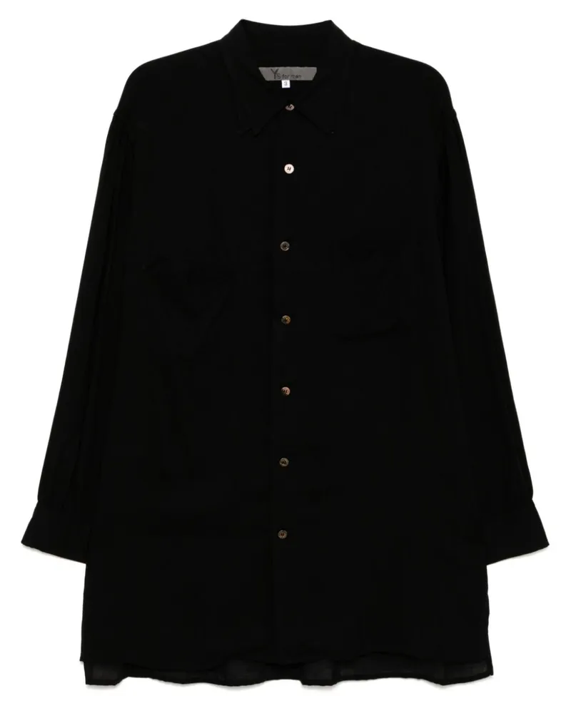 Yohji Yamamoto Hemd mit doppeltem Kragen - Schwarz Schwarz