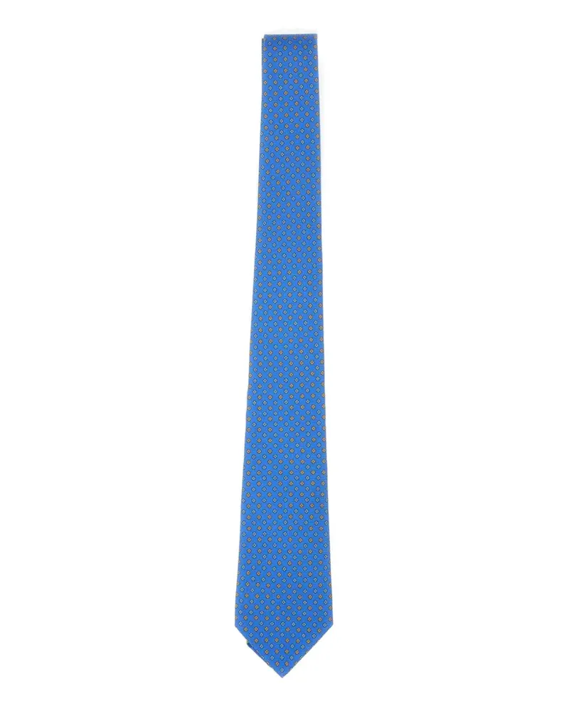 Kiton floral-pattern silk tie - Blau Blau