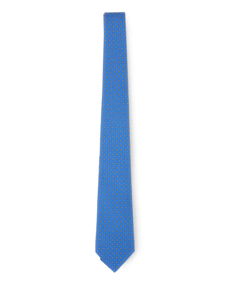 Kiton Seidenkrawatte mit Blumenmuster - Blau Blau