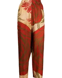 Uma Wang Tapered-Hose mit Blumen-Print Braun