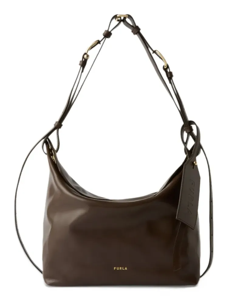 Furla Schultertasche mit Logo-Anhänger - Braun Braun