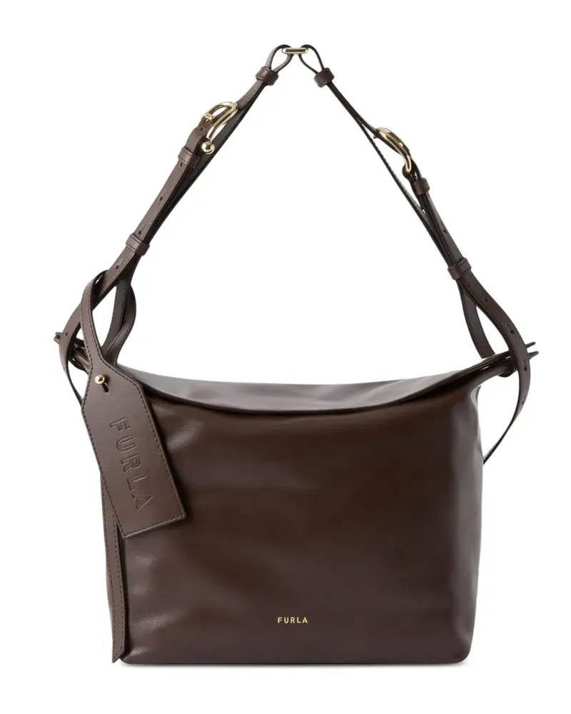 Furla Schultertasche mit Logo-Anhänger - Braun Braun