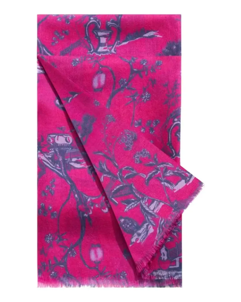 Shanghai Tang Tang floral frayed scarf - Rosa Rosa