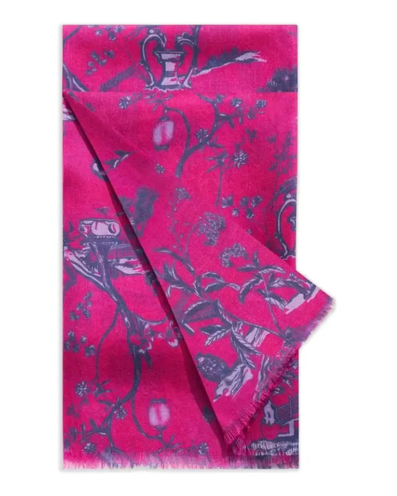 Shanghai Tang Tang floral frayed scarf - Rosa Rosa