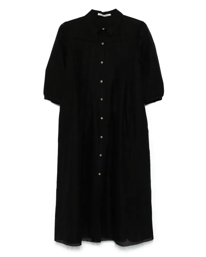 individual sentiments Gestreiftes Midikleid - Schwarz Schwarz