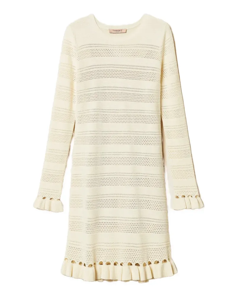 Twin-Set ruffled knit dress - Nude Nude