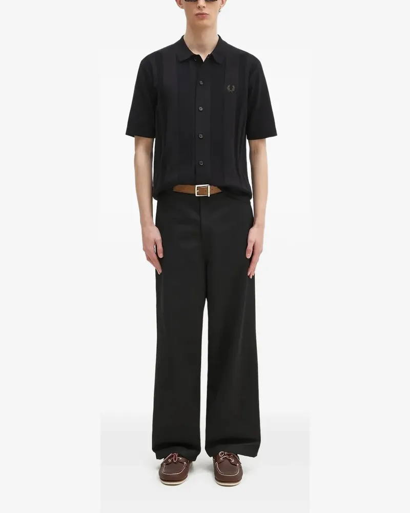 Fred Perry Poloshirt mit gerippten Einsätzen - Schwarz Schwarz