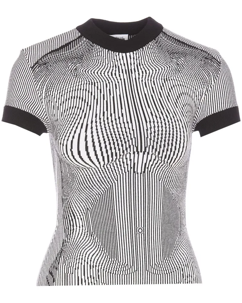 Jean Paul Gaultier Morphing Pinstripes T-Shirt - Weiß Weiß