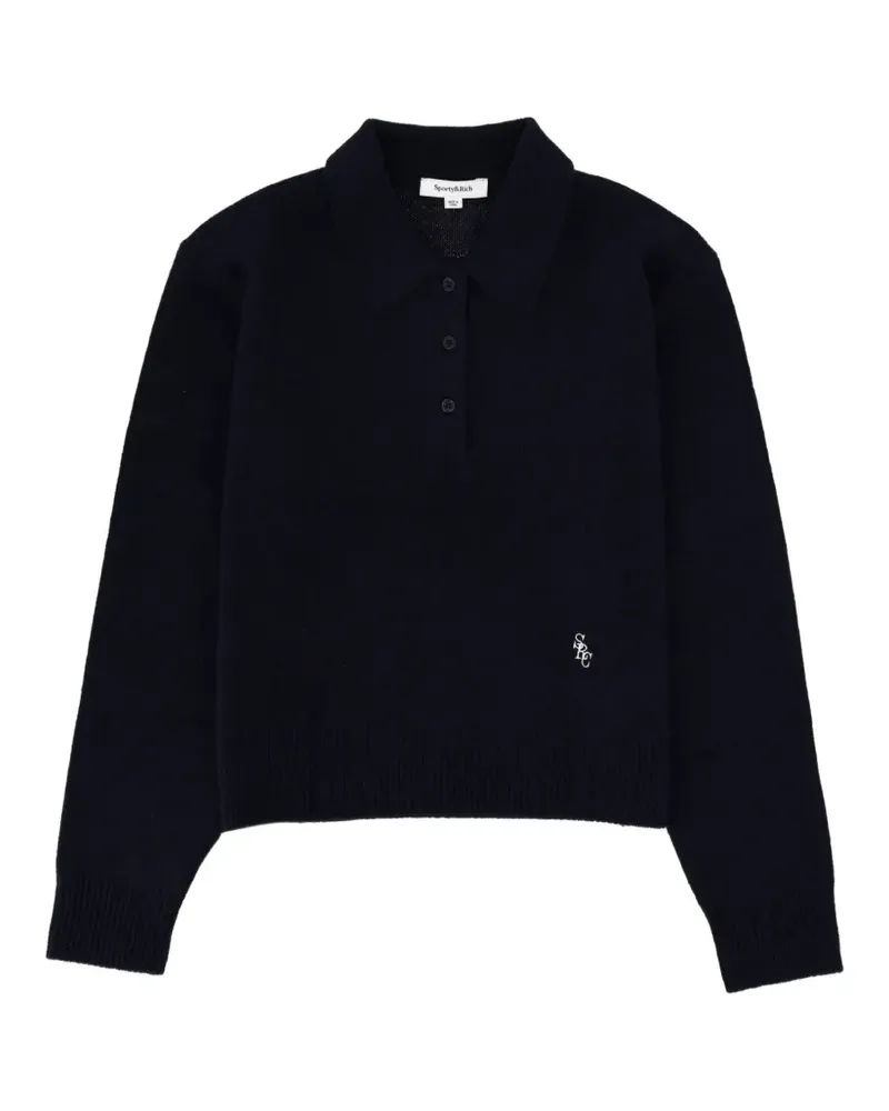 SPORTY & RICH Geknöpftes Poloshirt aus Kaschmir - Blau Blau