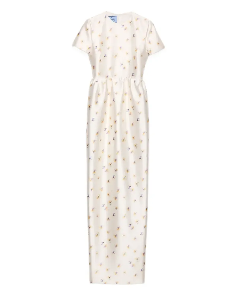 Prada Seidenkleid mit Blumen-Print - Nude Nude