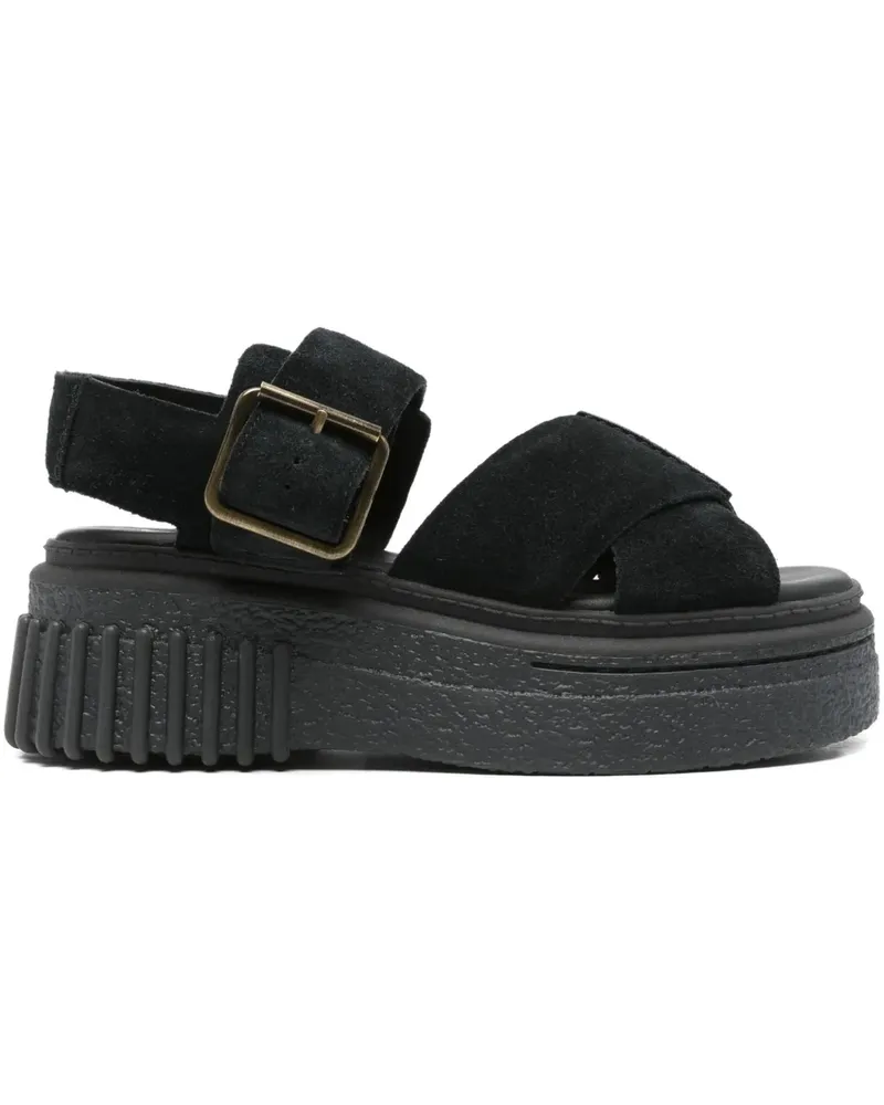 Clarks Evamar Plateau-Sandalen mit Schnallenverschluss 50mm - Schwarz Schwarz