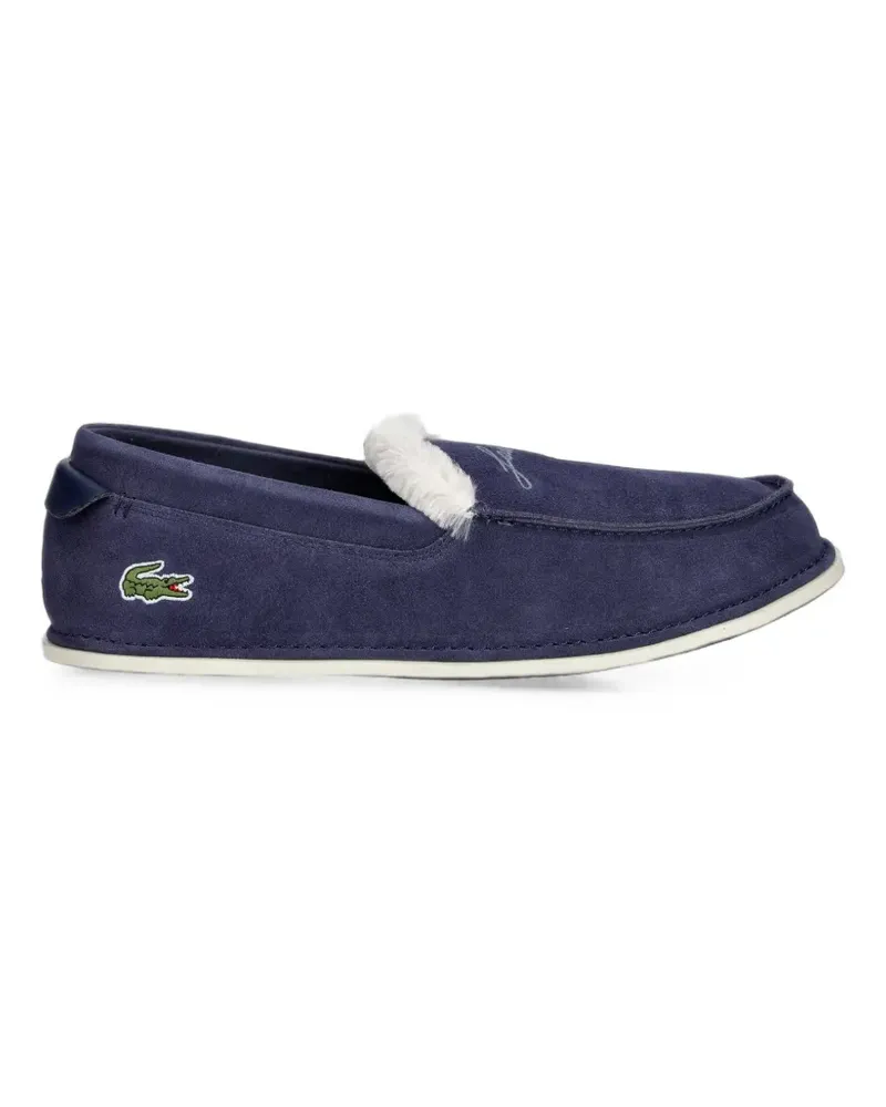 Lacoste Aubrey faux-fur trim loafer-style slippers - Blau Blau