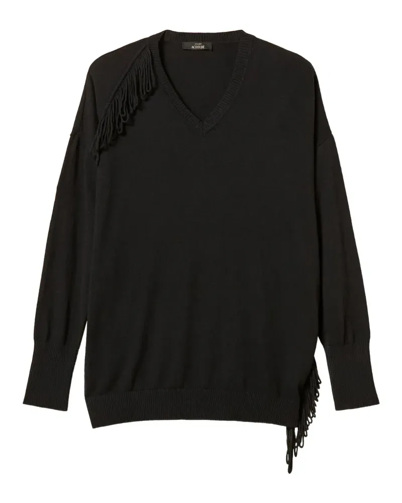 Twin-Set Pullover mit Fransen - Schwarz Schwarz