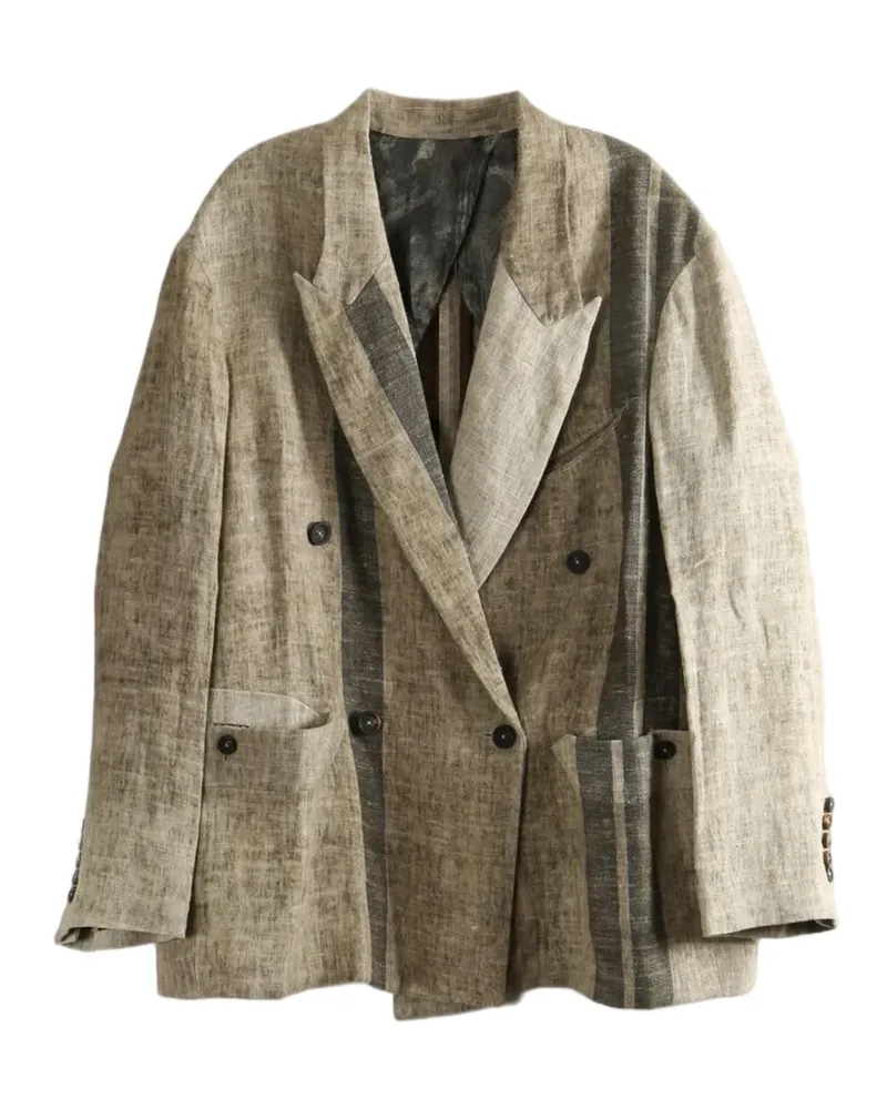 Ziggy Chen striped double-breasted blazer - Nude Nude