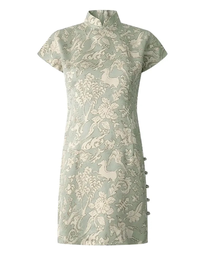 Shanghai Tang Minikleid mit Blumen-Print - Grün Grün
