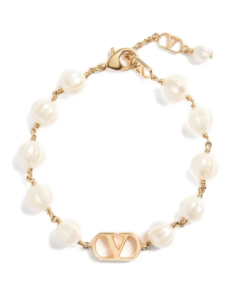 Valentino Garavani Vlogo Signature bracelet in metal with glass beads - Gold Gold