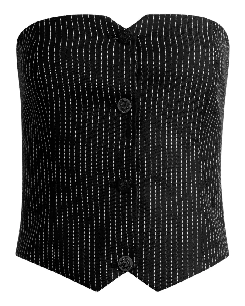 Alice + Olivia Schulterfreies Kelcey Oberteil mit Nadelstreifen - Schwarz Schwarz