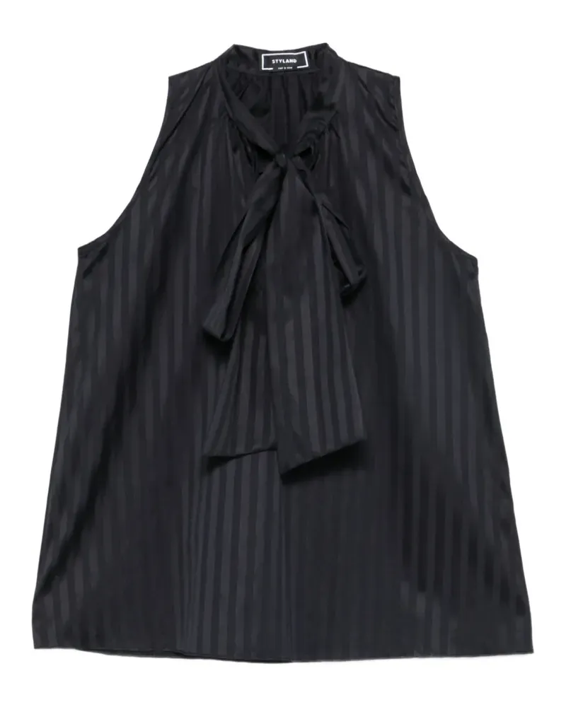 STYLAND pussy-bow sleeveless top - Schwarz Schwarz