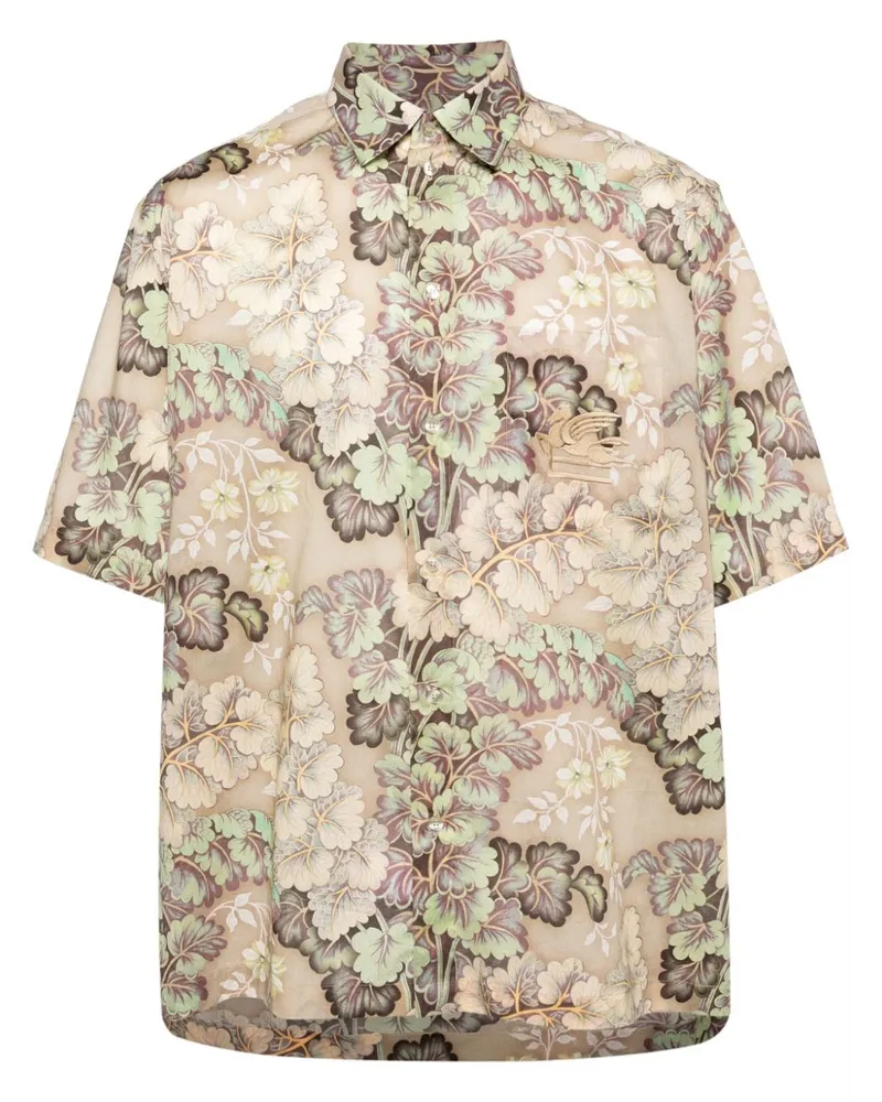 Etro Blumenhemd mit Pegaso-Stickerei - Nude Nude